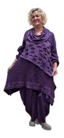 Aparte-tuniek purple gedeeltelijke tweelaags mousseline stof 