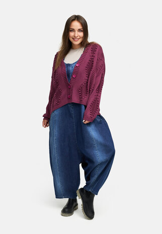 Gebreid kort vest `Cotona` bordeaux