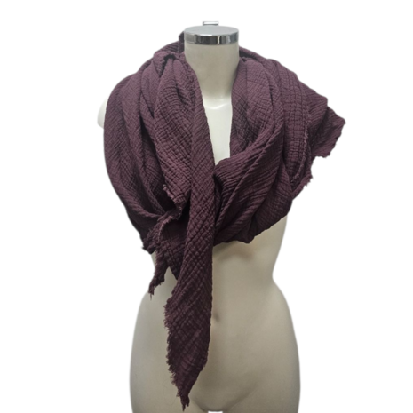 Omslagdoek grote sjaal aubergine mousseline stof