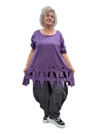 Tuniek purple met slierten en gaten