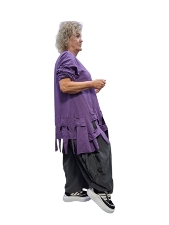 Tuniek purple met slierten en gaten