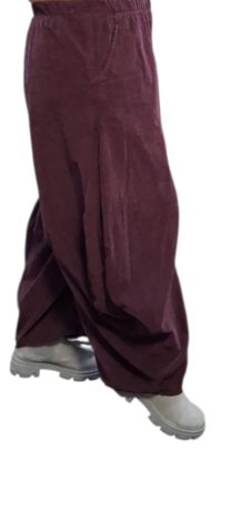 Ruime ballonbroek  aubergine corduroy