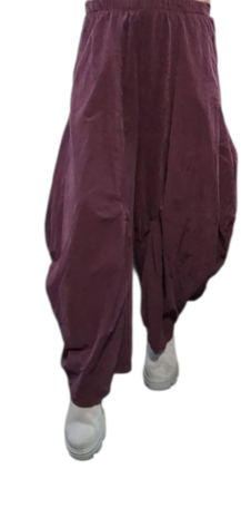 Ruime ballonbroek  aubergine corduroy