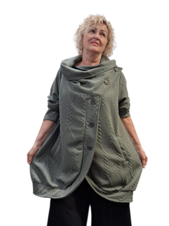 Tussen ballonjas groen met watervalhals