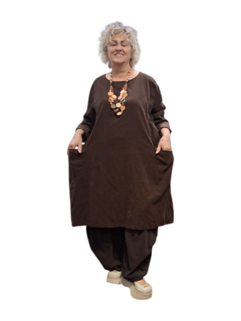 Jurk / lange tuniek bruin corduroy