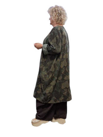 Jurk / lange tuniek groen met print corduroy