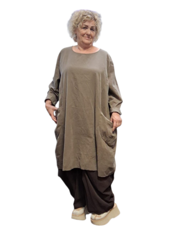 Jurk / lange tuniek taupe corduroy