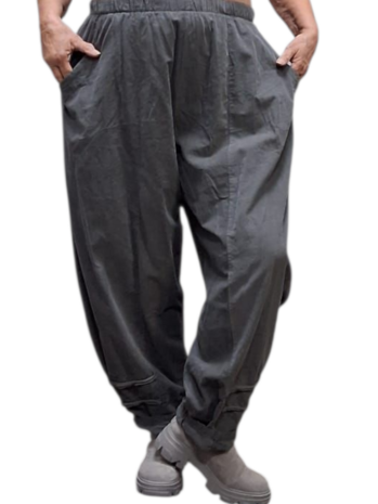 Broek rekbare taille grijs corduroy