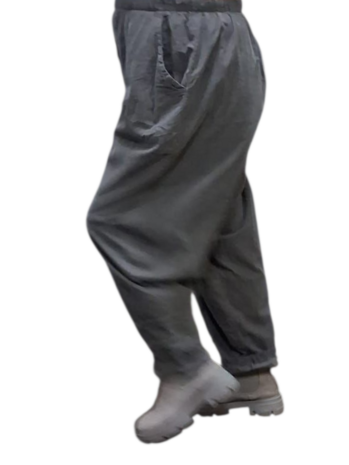 Broek rekbare taille grijs corduroy