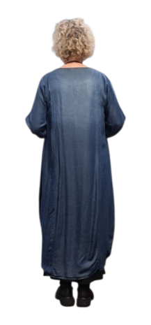 Leuke donkerblauwe denimjurk met steekzakken, stonewashed