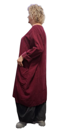 Jurk / lange tuniek bordeaux corduroy