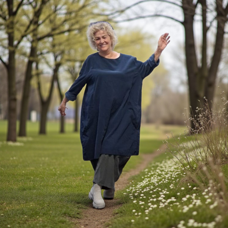 Jurk / lange tuniek blauw corduroy
