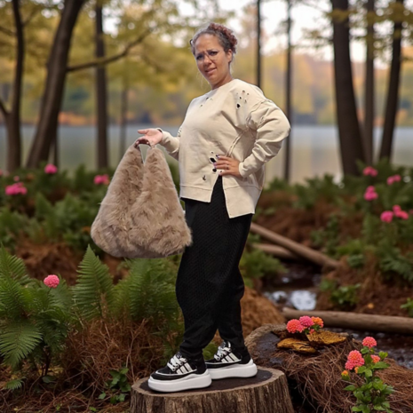 luxe bag taupe imitatiebont