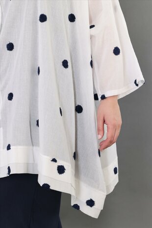 Blouse Marelia Dotsit wit -donkerblauw