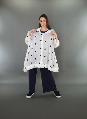 Blouse Marelia Dotsit wit -donkerblauw