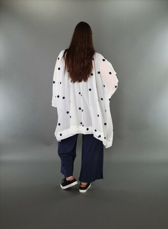 Blouse Marelia Dotsit wit -donkerblauw