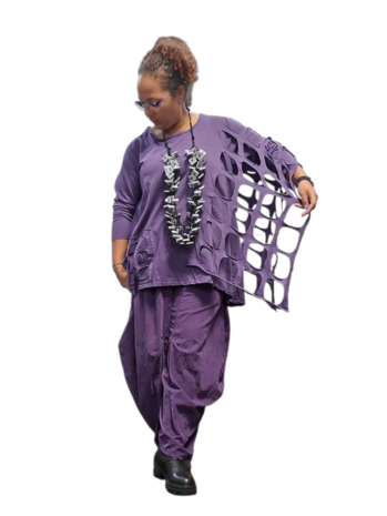 Aparte-tuniek purple gedeeltelijke tweelaagse open patroon