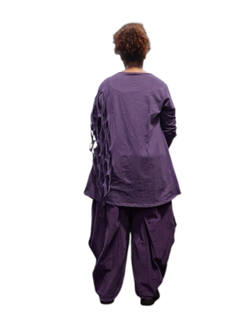 Aparte-tuniek purple gedeeltelijke tweelaagse open patroon