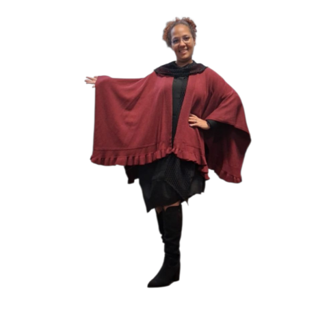 Cape bordeaux met ruches rand