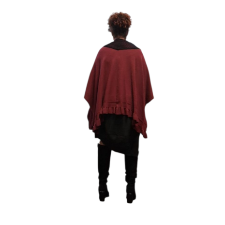 Cape bordeaux met ruches rand
