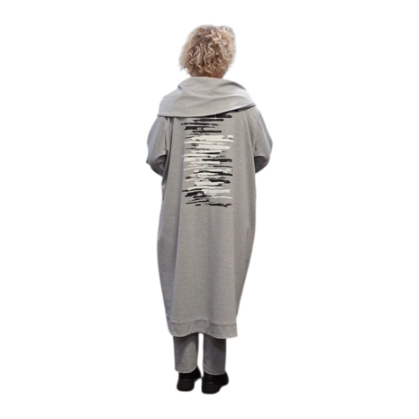Ruime lange sweater met broek grijs