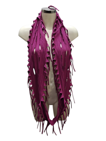 Sjaal purple met franjes en openingen 