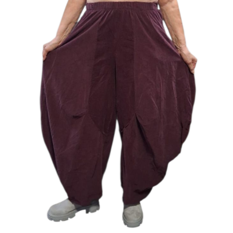Ruime ballonbroek  aubergine corduroy