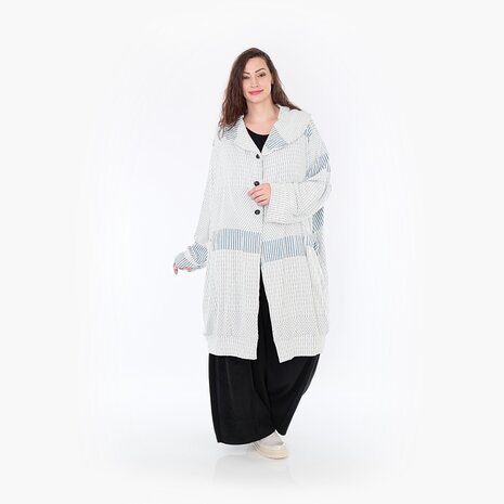 Mantel Frilla Gerippt-Blauw-Ecru