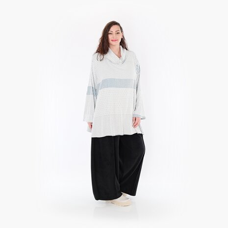 Ruime Trui Frilla Geribbeld-blauw-ecru