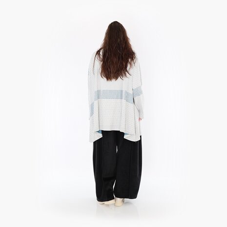 Ruime Trui Frilla Geribbeld-blauw-ecru