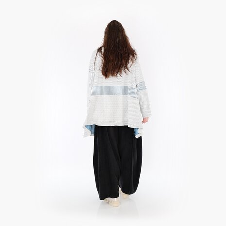 Ruime Trui Frilla Geribbeld-blauw-ecru