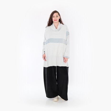 Ruime Trui Frilla Geribbeld-blauw-ecru