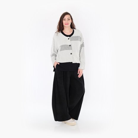 Jas-vest-Frilla-Geribbeld-blauw-ecru