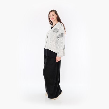 Jas-vest-Frilla-Geribbeld-blauw-ecru