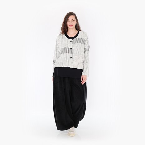 Jas-vest-Frilla-Geribbeld-blauw-ecru