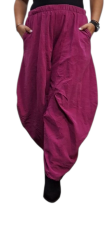 Ruime ballonbroek paars corduroy