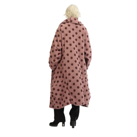 Wol grote stippen jas/mantel roze
