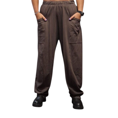 Wijde broek bruin 100% cotton