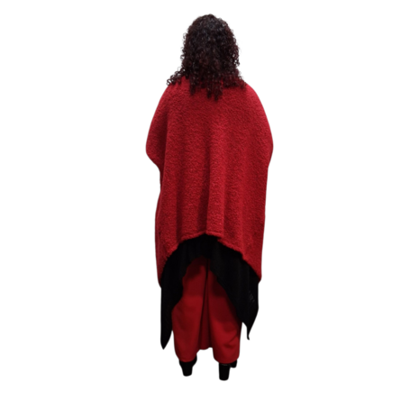Openvallend grof gebreid vest rood