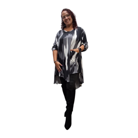 Asymmetrisch Shirt Hera zwart grijs wit