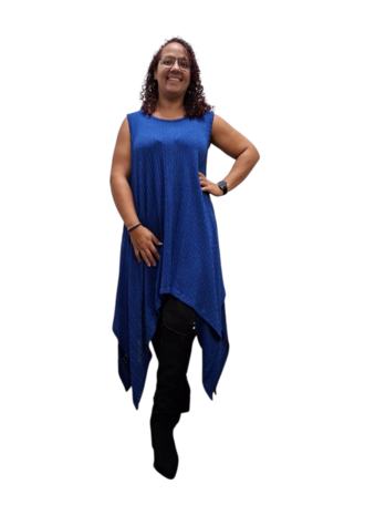 Mouwloze top Enora in A-vorm van fijne rayon kwaliteit blauw