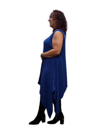 Mouwloze top Enora in A-vorm van fijne rayon kwaliteit blauw