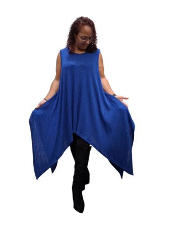 Mouwloze top Enora in A-vorm van fijne rayon kwaliteit blauw