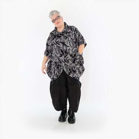 Shirt/omslagdoek Ravena grijs print