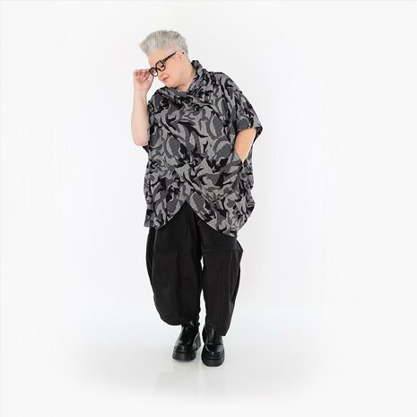 Shirt/omslagdoek Ravena grijs print