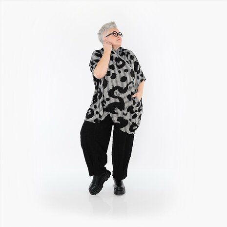 Shirt/omslagdoek Athena zwart wit