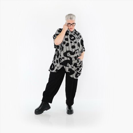 Shirt/omslagdoek Athena zwart wit