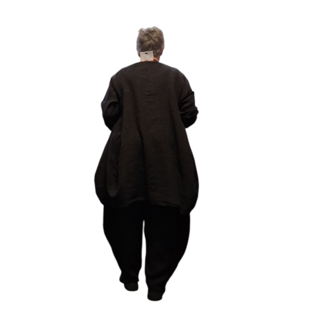 Ballon-tuniek-A-lijn-zwart 100%-linnen