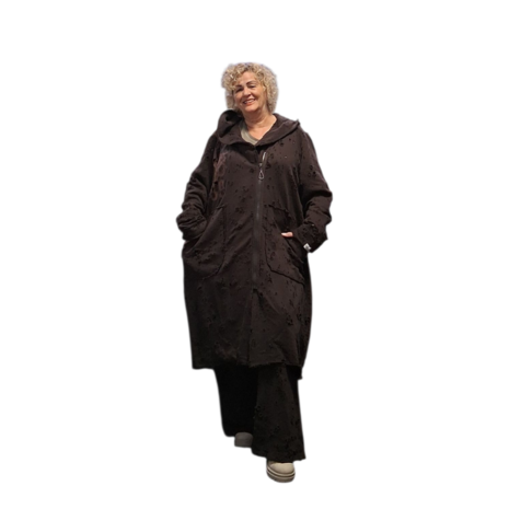 Aparte jas kastanje met capuchon 