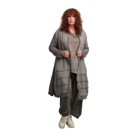 Aparte jas greige met deelnaden